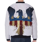 Patriotic American Eagle Print Zip Sleeve Bomber Jacket