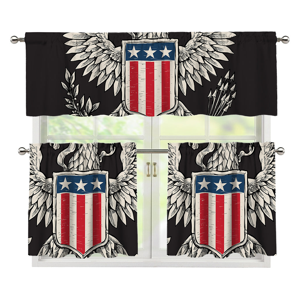 Patriotic USA Eagle Print 3 Piece Kitchen Curtains
