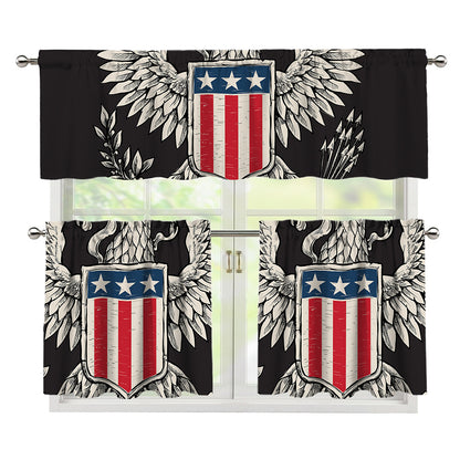 Patriotic USA Eagle Print 3 Piece Kitchen Curtains
