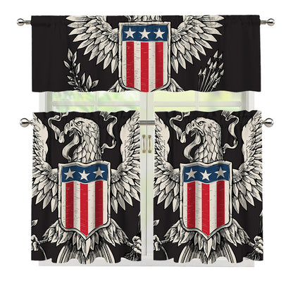Patriotic USA Eagle Print 3 Piece Kitchen Curtains