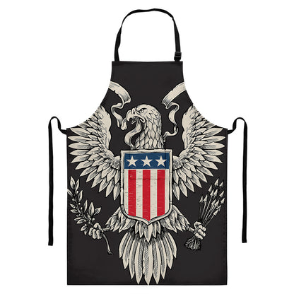 Patriotic USA Eagle Print Bib Apron With Pocket
