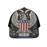 Patriotic USA Eagle Print Black Mesh Trucker Cap