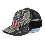 Patriotic USA Eagle Print Black Mesh Trucker Cap