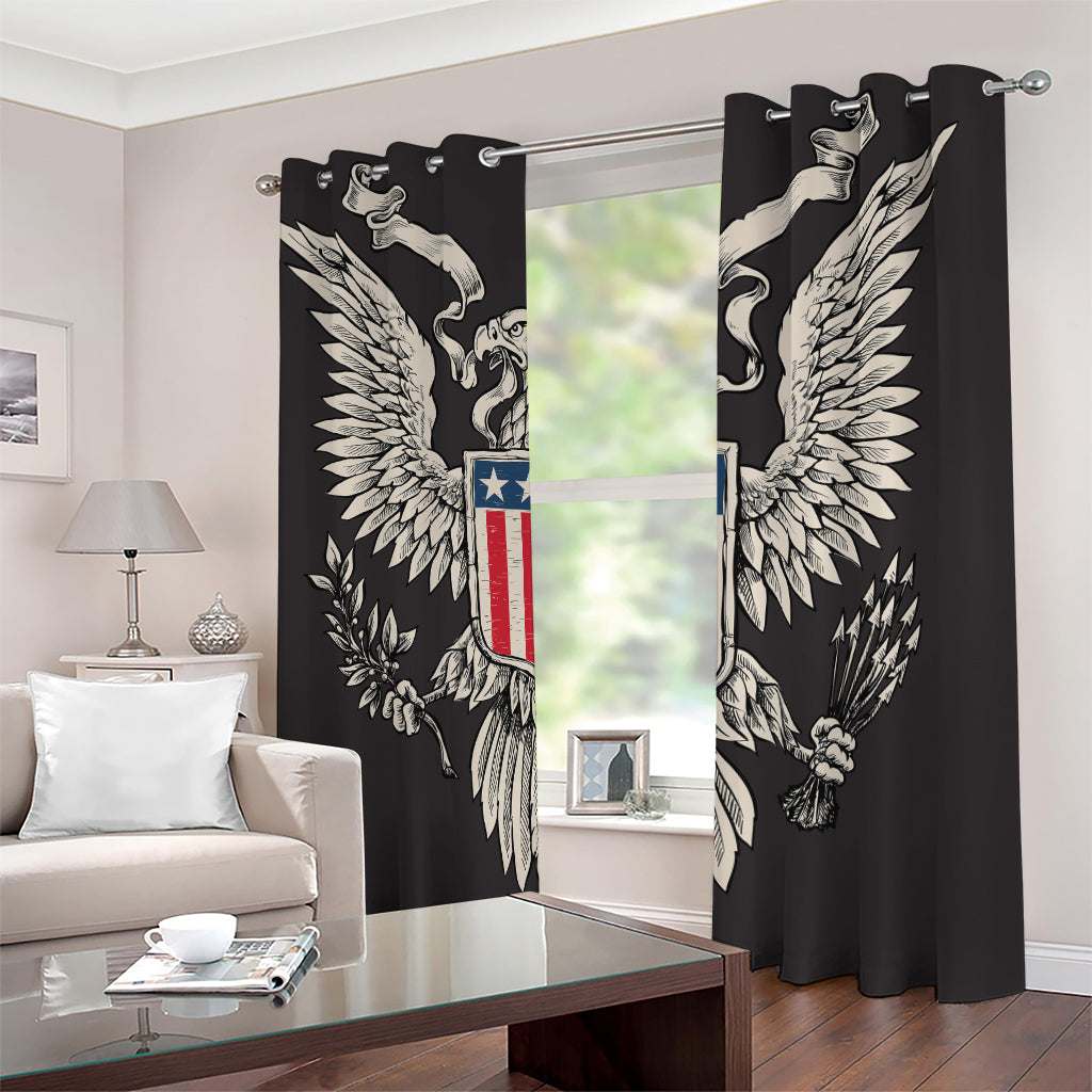 Patriotic USA Eagle Print Blackout Grommet Curtains