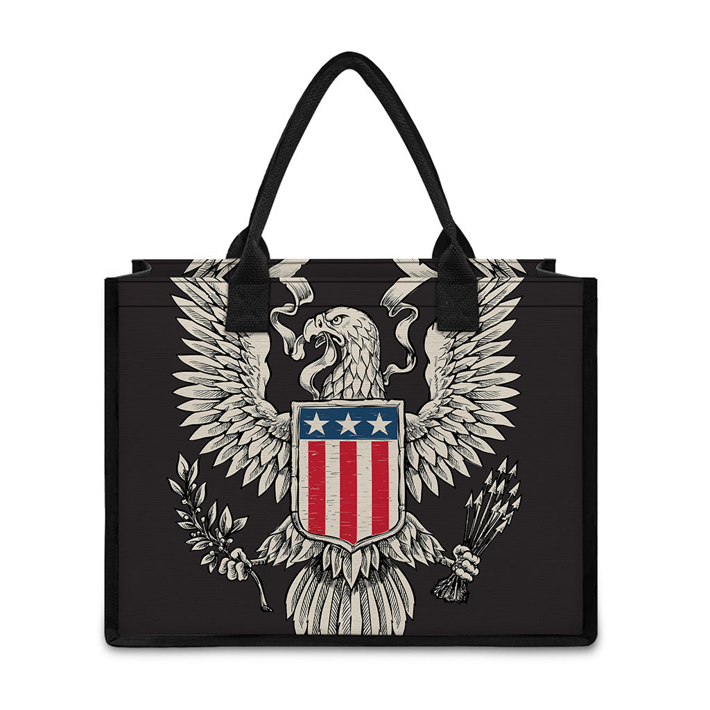 Patriotic USA Eagle Print Canvas Tote Bag