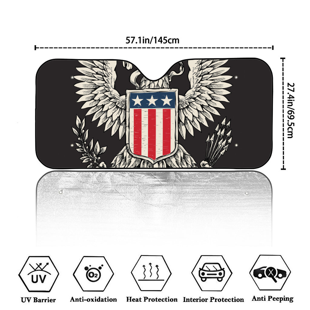 Patriotic USA Eagle Print Car Windshield Sun Shade