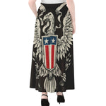 Patriotic USA Eagle Print Chiffon Maxi Skirt