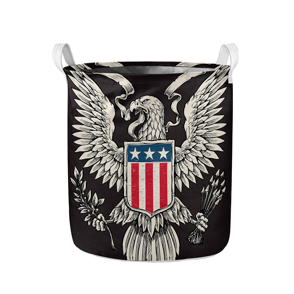 Patriotic USA Eagle Print Collapsible Laundry Basket