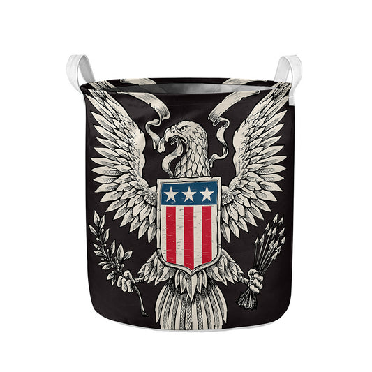 Patriotic USA Eagle Print Collapsible Laundry Basket