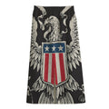 Patriotic USA Eagle Print Cotton Front Slit Maxi Skirt