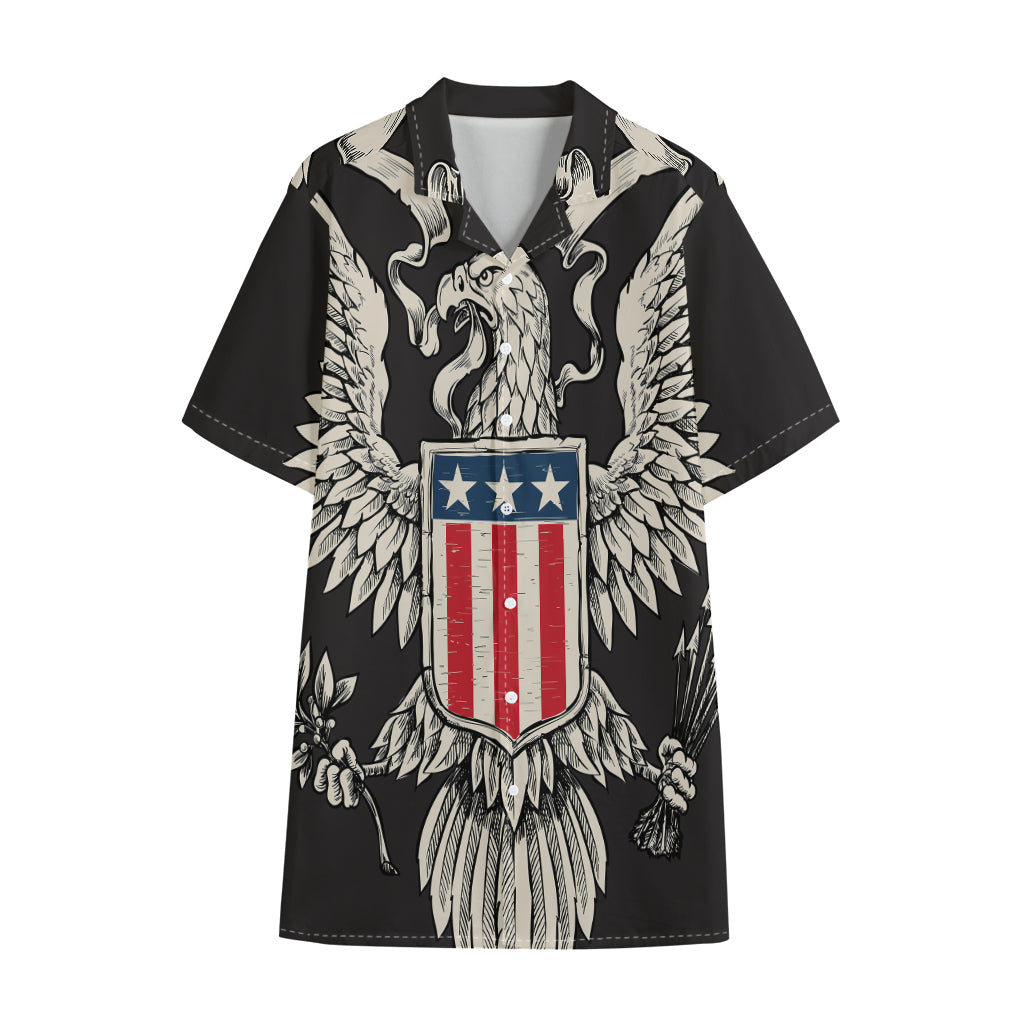 Patriotic USA Eagle Print Cotton Hawaiian Shirt