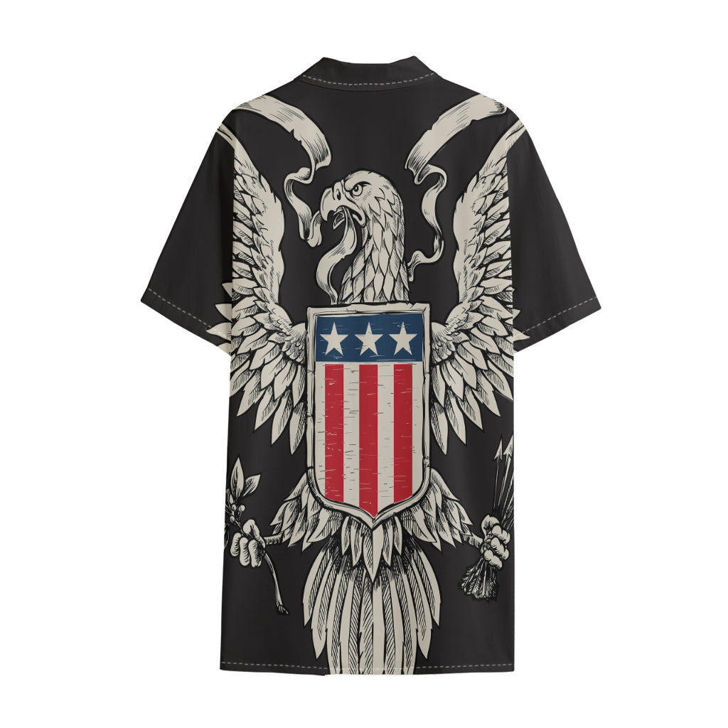 Patriotic USA Eagle Print Cotton Hawaiian Shirt