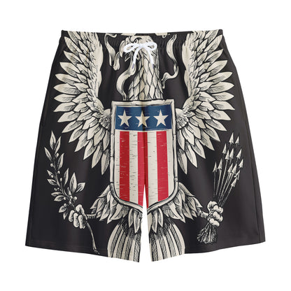 Patriotic USA Eagle Print Cotton Shorts