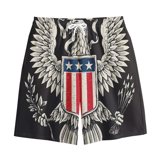 Patriotic USA Eagle Print Cotton Shorts