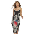 Patriotic USA Eagle Print Cross Back Cami Dress