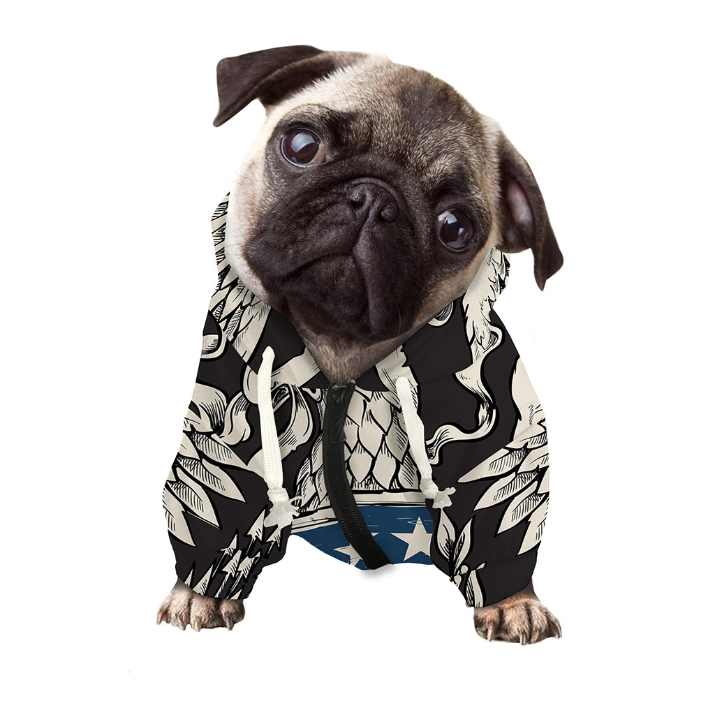 Patriotic USA Eagle Print Dog Zip Up Hoodie
