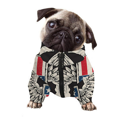 Patriotic USA Eagle Print Dog Zip Up Jacket