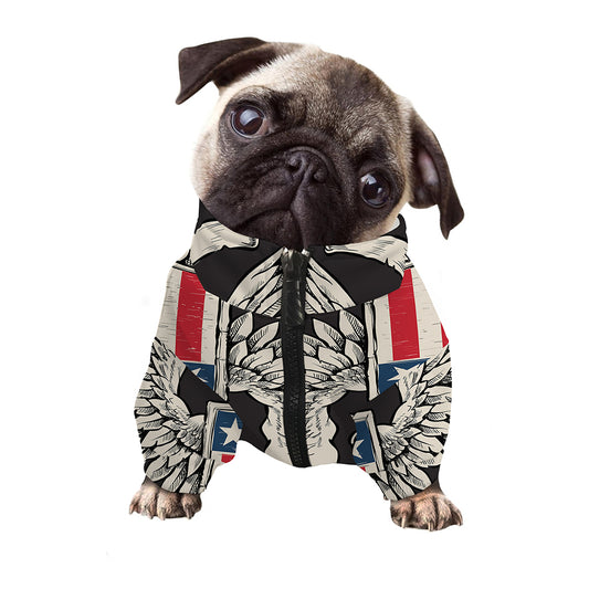 Patriotic USA Eagle Print Dog Zip Up Jacket