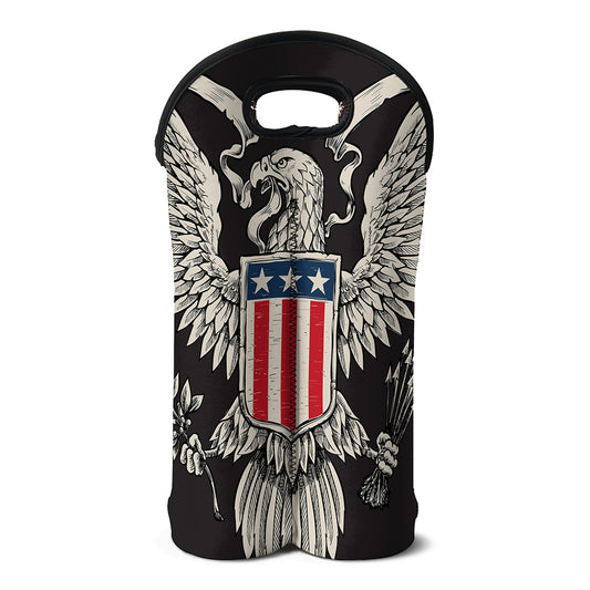 Patriotic USA Eagle Print Double Neoprene Wine Tote