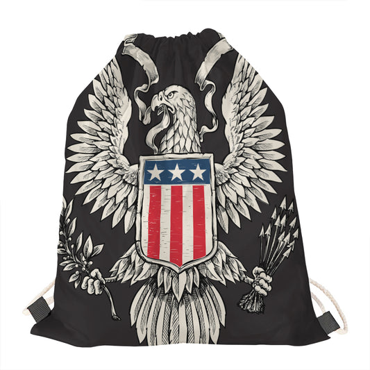 Patriotic USA Eagle Print Drawstring Bag