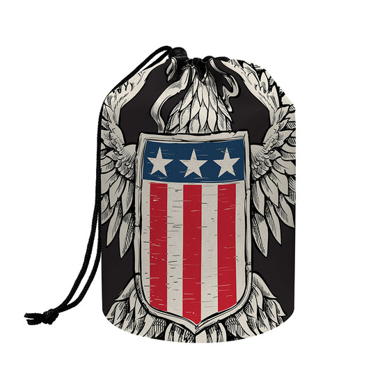 Patriotic USA Eagle Print Drawstring Makeup Bag