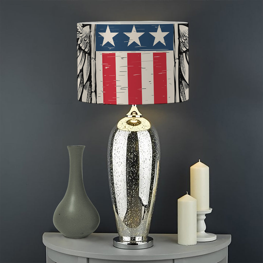 Patriotic USA Eagle Print Drum Lamp Shade