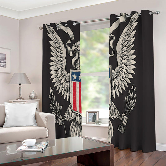 Patriotic USA Eagle Print Extra Wide Grommet Curtains