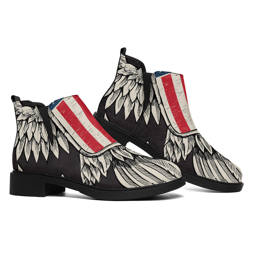 Patriotic USA Eagle Print Flat Ankle Boots