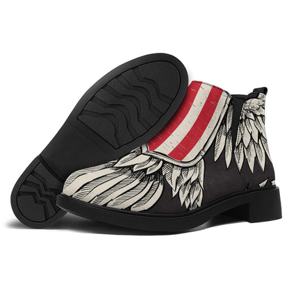 Patriotic USA Eagle Print Flat Ankle Boots