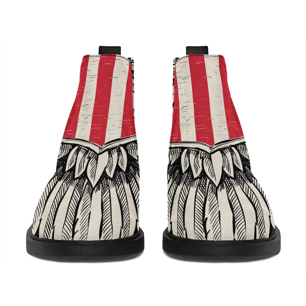 Patriotic USA Eagle Print Flat Ankle Boots