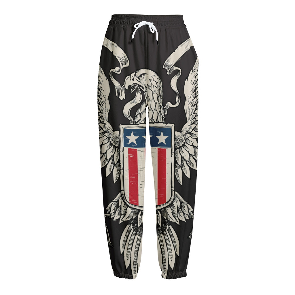 Patriotic USA Eagle Print Fleece Lined Knit Pants
