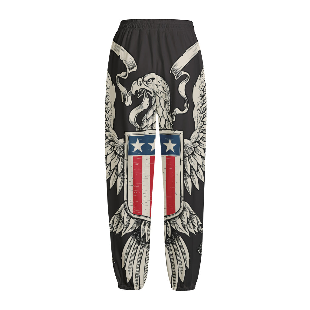 Patriotic USA Eagle Print Fleece Lined Knit Pants