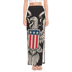 Patriotic USA Eagle Print High Slit Maxi Skirt