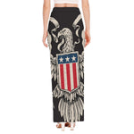 Patriotic USA Eagle Print High Slit Maxi Skirt