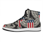 Patriotic USA Eagle Print High Top Leather Sneakers