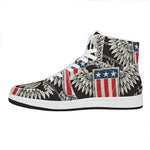 Patriotic USA Eagle Print High Top Leather Sneakers