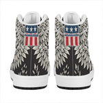 Patriotic USA Eagle Print High Top Leather Sneakers