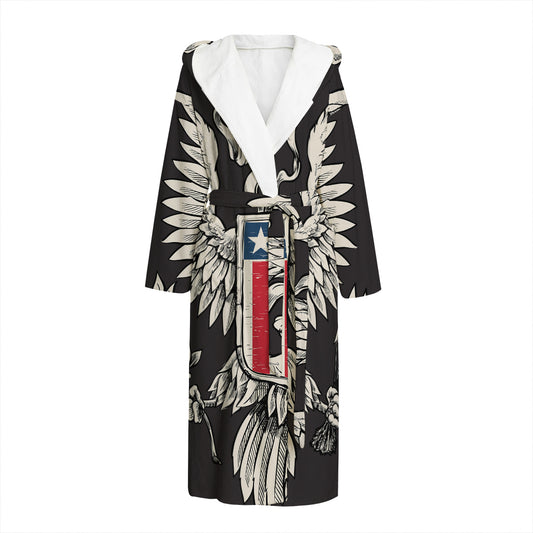 Patriotic USA Eagle Print Hooded Bathrobe