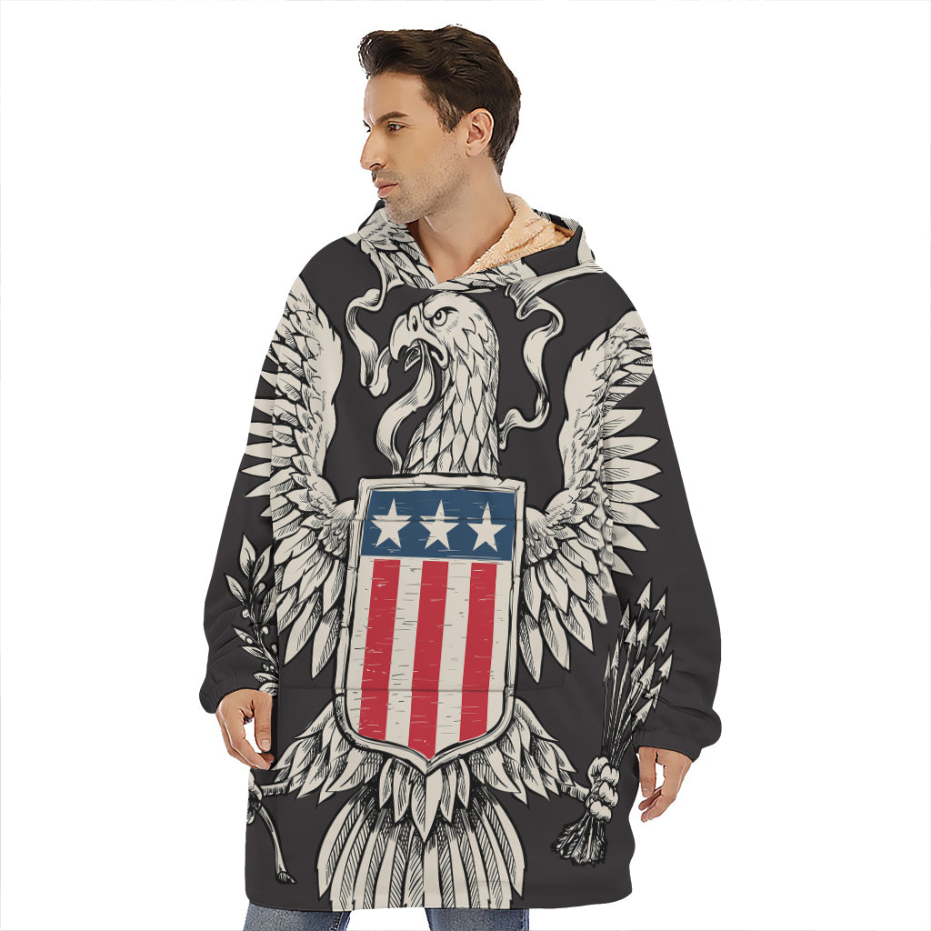 Patriotic USA Eagle Print Hoodie Blanket