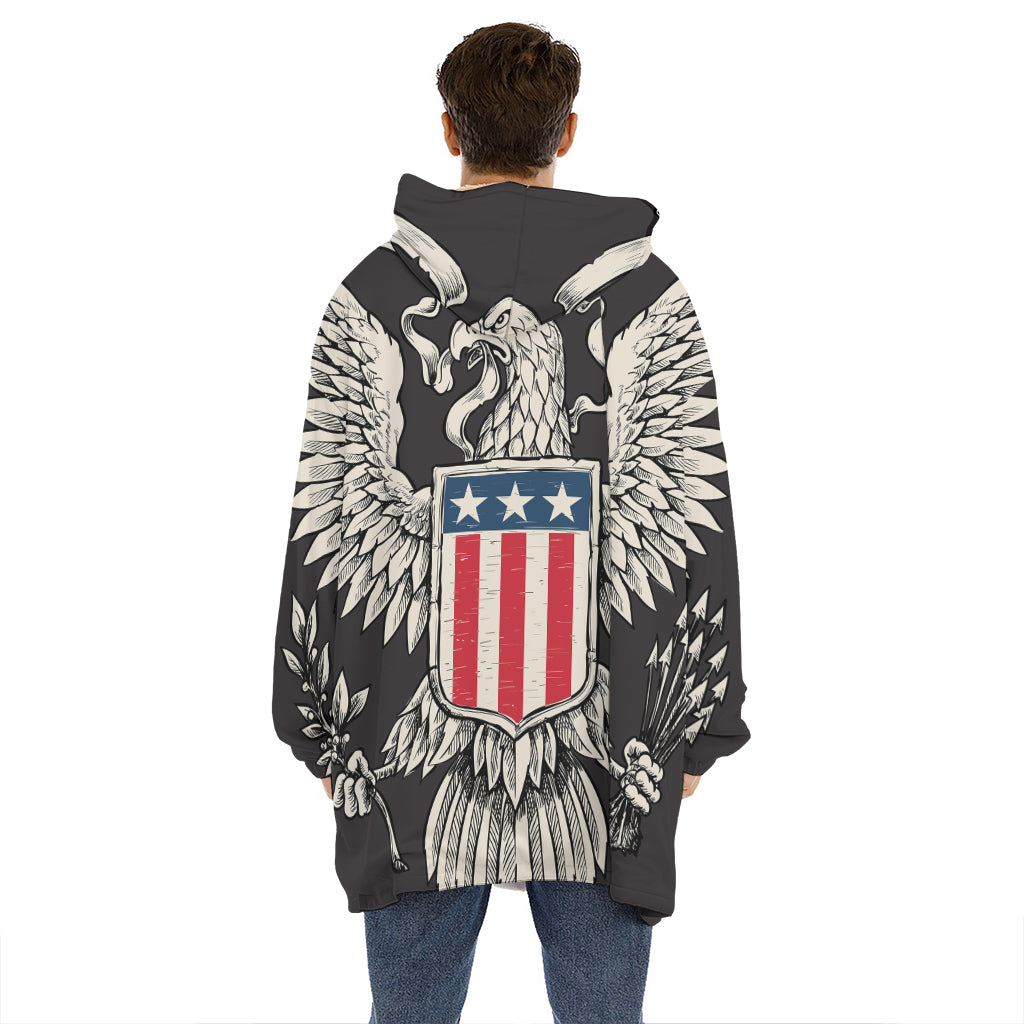 Patriotic USA Eagle Print Hoodie Blanket
