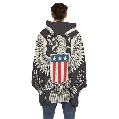 Patriotic USA Eagle Print Hoodie Blanket