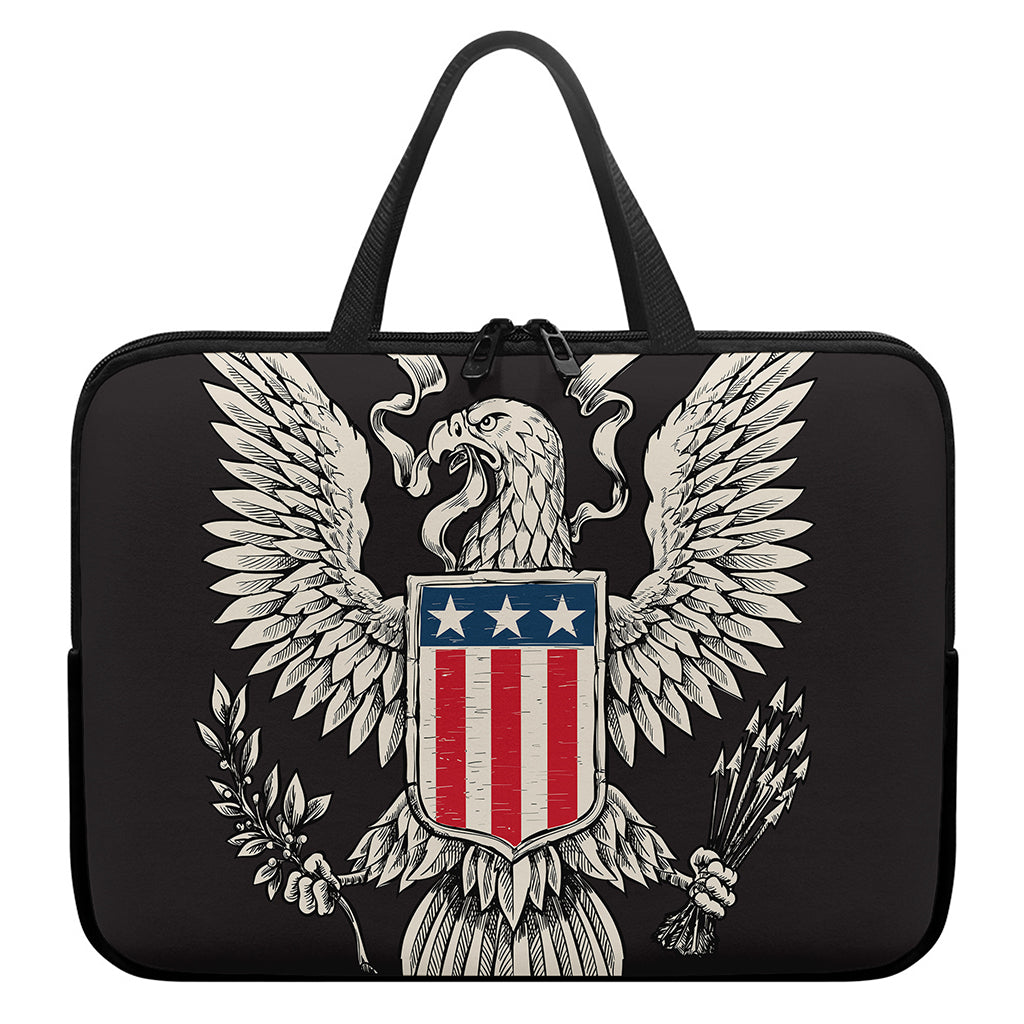 Patriotic USA Eagle Print Laptop Sleeve With Handle