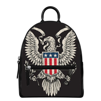 Patriotic USA Eagle Print Leather Backpack