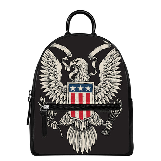 Patriotic USA Eagle Print Leather Backpack