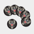 Patriotic USA Eagle Print Leather Coaster Set