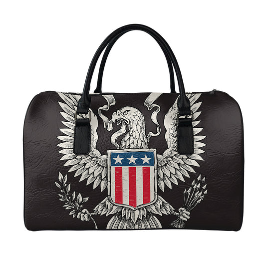 Patriotic USA Eagle Print Leather Duffle Bag