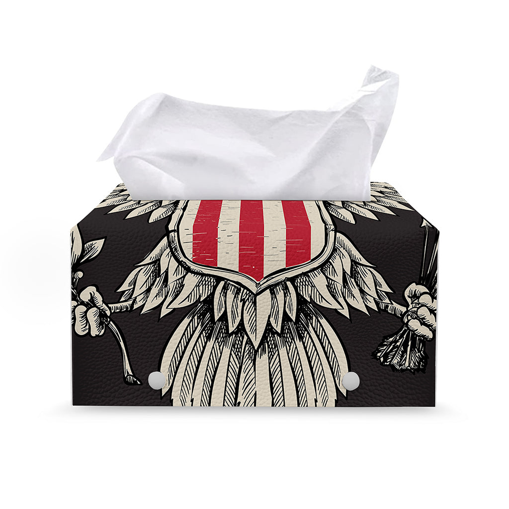Patriotic USA Eagle Print Leather Tissue Box Cover