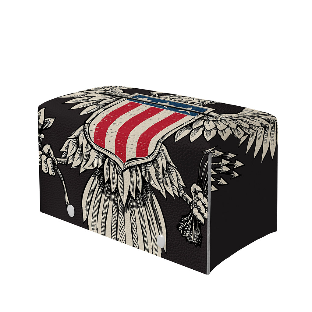 Patriotic USA Eagle Print Leather Tissue Box Cover