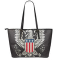 Patriotic USA Eagle Print Leather Tote Bag With Zipper