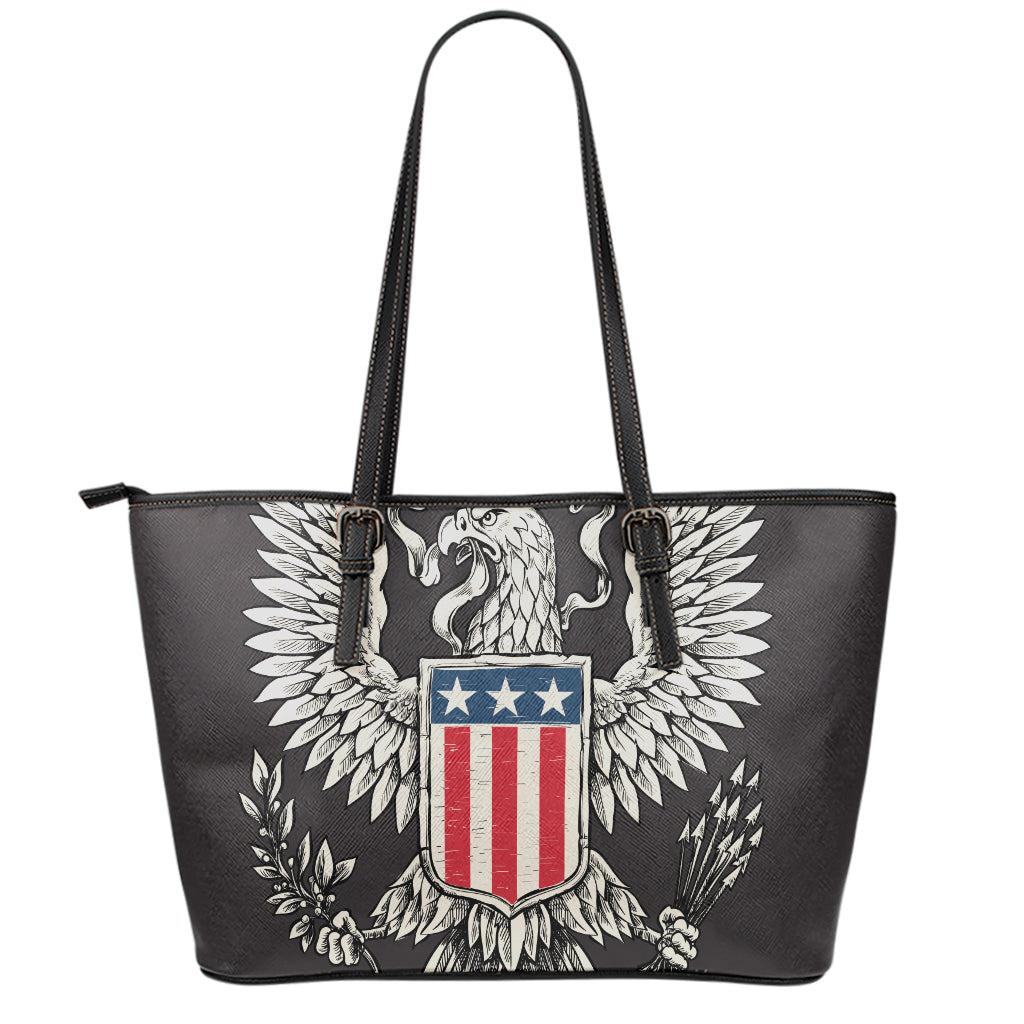 Patriotic USA Eagle Print Leather Tote Bag